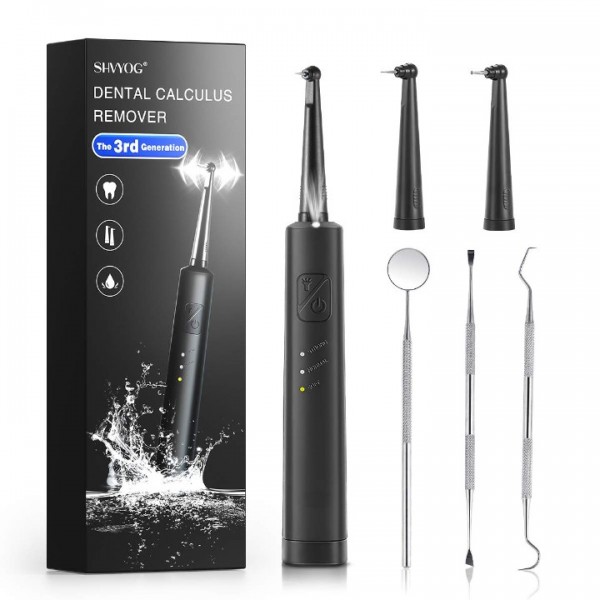 Electric Dental Calculus Remover with LED, High-Frequency Vibration Tooth Tartar Scraper for Teeth Calculus/Tartar/Dental Plaque/Smoke Stain Remover, Professional Teeth Polishing Cleaning Tools
