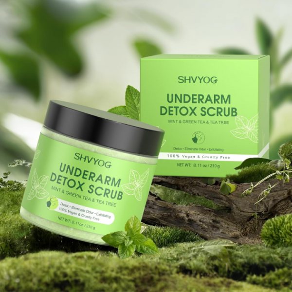 SHVYOG Underarm Detox Scrub, Green Tea Armpit Detox Scrub with Mint and Tea Tree for Exfoliating and Smoothing 8.11 Oz