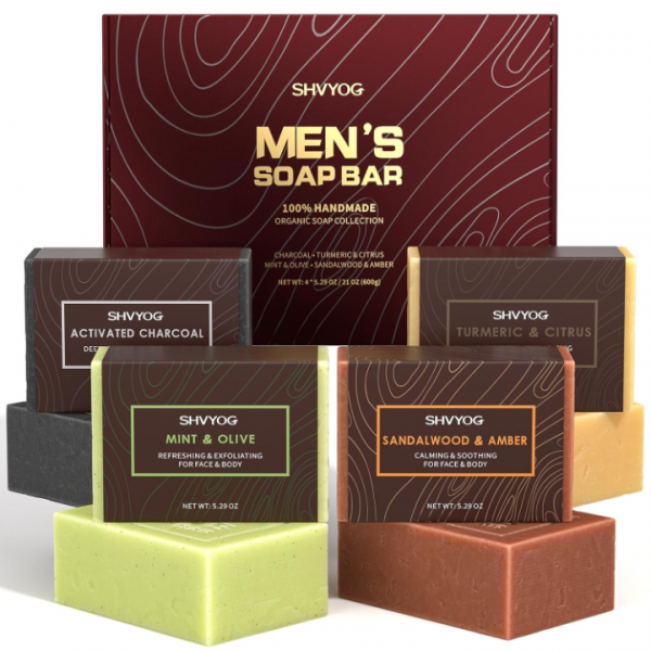 SHVYOG Mens Soap,4 Pack Mens Bar Soap, Deep Cleans...