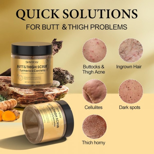 SHVYOG Butt Scrub Wash, Butt Scrub Exfoliator with Turmeric & Centella for Butt Acne Clearing Treatment