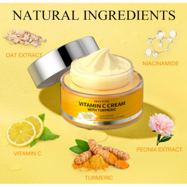 SHVYOG Vitamin C Face Moisturizer, Turmeric Vitamin C Face Cream Hydration Skin Firming & Brightening Cream 1.76 OZ
