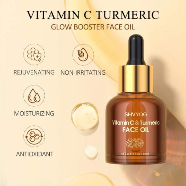 SHVYOG Vitamin C Turmeric Face Oil, Skin Moisturizing,Turmeric Oil for Dry Skin, Wrinkles,and Uneven Skin Tone 1 Fl Oz